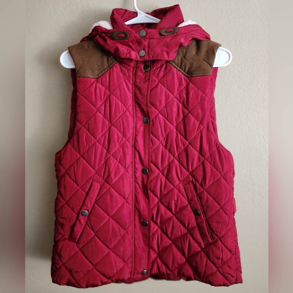 Red Hooded Puffer Vest